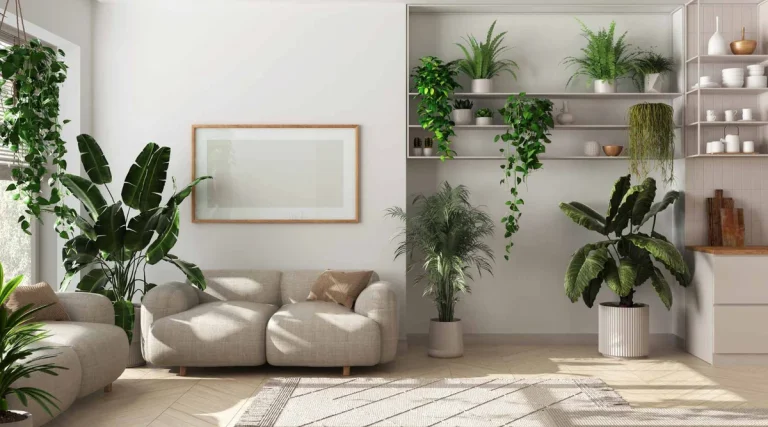 Large indoor plant in a modern planter transforming a contemporary living space